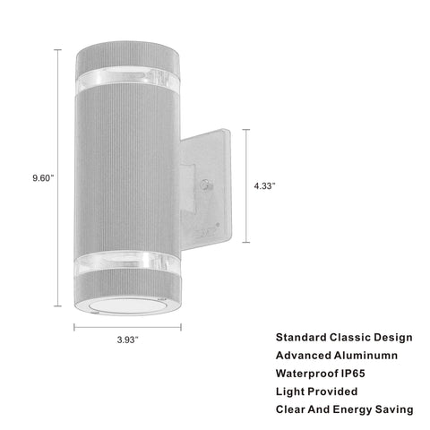 Diagram of 4 Pack LED Porch Lights Up and Down Outdoor Wall Light With Aluminum Body Waterproof IP65 3000K Warm White 5W
