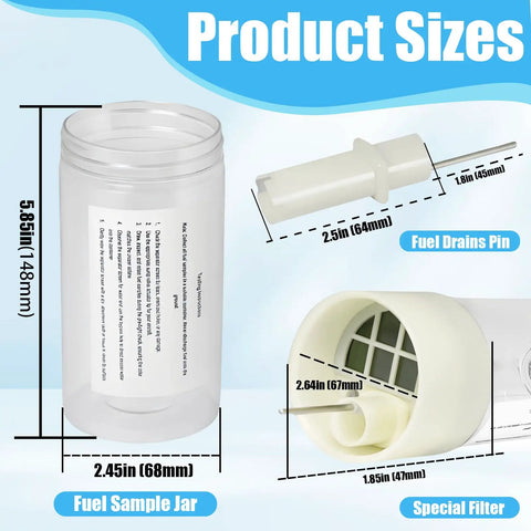 Advanced Aviation Fuel Tester Jar And Sump Must Have Kit For Inspections Non Ethanol Fuel Testing Durable ABS Build Reliable Fuel Analysis Tool For Quick Impurity Detection And Safer Flight Prep dimensions and features.
