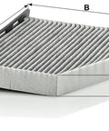 Side view of Activated Charcoal Cabin Air Filter CUK 2939 For Select Audi And Volkswagen Models Pollen Dust And Gas Filtration