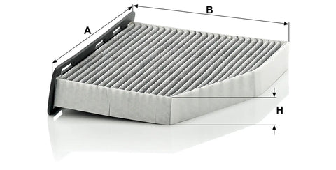 Side view of Activated Charcoal Cabin Air Filter CUK 2939 For Select Audi And Volkswagen Models Pollen Dust And Gas Filtration