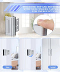 Child Safe Door Reinforcement Lock 2 Pack With 800 Pounds Of Force Heavy Duty Aluminum Inward Door Security Lock 3 Inch Stop With Protective Silicone Strips For Extra Kids Safety Silver showing installation and locking mechanism.