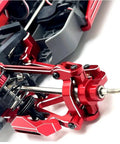 Rock Solid Metal C Hub Carrier And Caster Block Upgrade Kit For 1/10 Scale RC Cars Hella Durable Steering Parts Killer Red aluminum close-up view