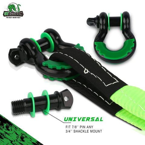 Heavy Duty 4x4 Recovery Kit With Winch Accessory Bundle Tow Strap Eight-Ton Snatch Block Shackle Receiver Hitch Lock D Ring Shackles