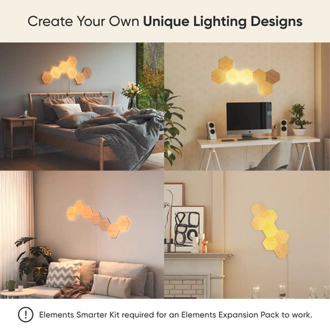 Wood Look Hexagon Smart Wall Lights That Sync With Alexa And Google Assistant, Dope Modular Panels for living room decor.