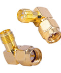 2 Pack SMA 90 Degree Right Angle Adapter Male SMA To RPSMA Female Coax Connector Gold Plated 50 Ohm Pro Grade Ultra Low Loss RF Elbow For FPV Drones WiFi Antennas Signal Boosters Radios