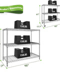 45 Inch Wide 3 Tier Metal Shelving On Wheels Built Tough Beefy Heavy Duty Steel Storage Rack With 450 Lbs Capacity Perfect For Kitchen Garage And Laundry Rust Resistant Mobile Storage Cart, 45-inch 3-tier chrome rack with dimensions shown