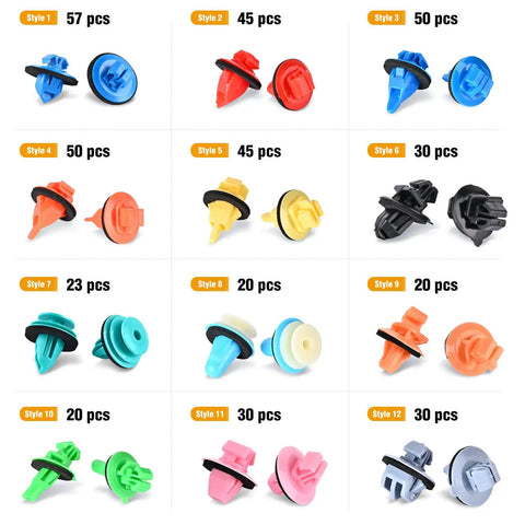 420 Piece One-Stop Fender Molding Clips Kit with 12 styles for Toyota and Lexus, colorful clip assortment