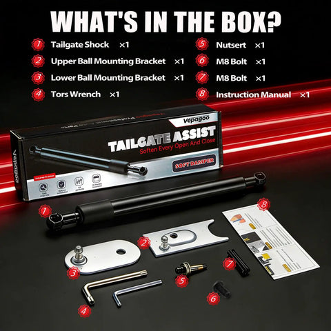Tailgate Assist Shock Damper For Dodge Ram 1500 2009 2018 Ram 1500 Classic 2019 2024 and Ram HD 1500 2500 3500 2010 2024 kit