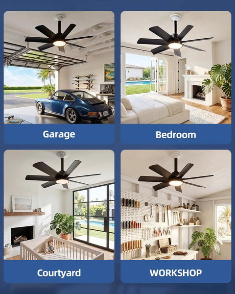 28 Inch Socket Ceiling Fan Light With Remote Control E26 E27 Compatible LED Light 3000K To 6000K in different room settings