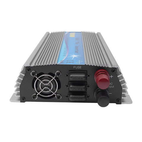 Back view of 1000W Solar Micro Inverter Grid Tie With IP65 Rating And Pure Sine Wave Output, featuring fan and fuse details