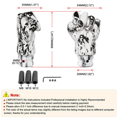 Cool Fist Style Gear Shift Knob With Resin Mixed Pattern For Manual Cars Easy Grip Street Graffiti Design Upgrade Shifter Handle No Mod Needed, 90mm