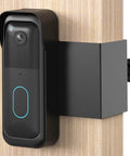 Anti Theft Video Doorbell Mount For Inward Swing Doors Weatherproof No Drill Kit For Renters shown installed on wood door