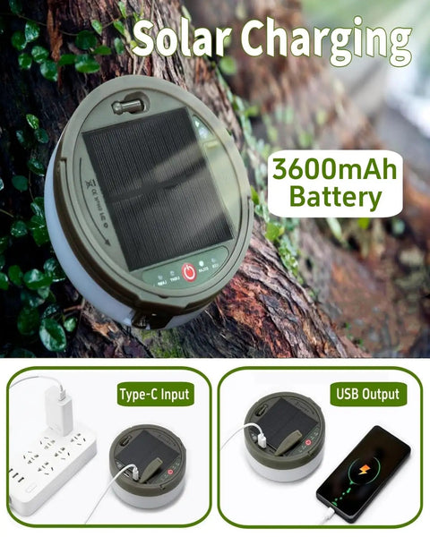All In One Solar Camping Lantern And String Lights With 150 Warm White LEDs, 39.4 Ft Fairy String Light solar charging