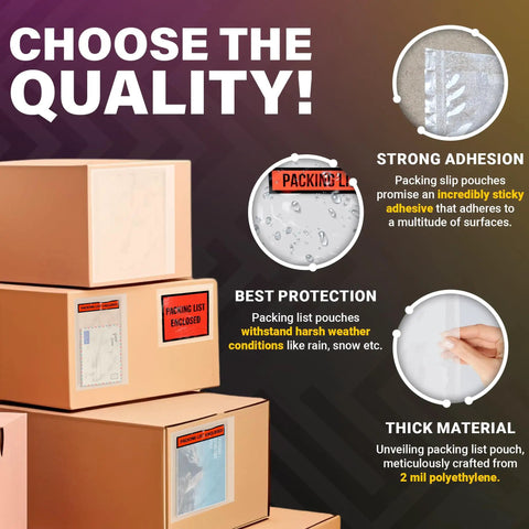 Top Shelf 4x5 Packing List Envelopes With Red Invoice Face and Easy Peel Seal Closure. Heavy Duty 2 Mil Polyethylene Shipping Doc Pouches Bulk Pack of 1000 Keeps Your Parcels Locked Up for No Sweat Shipping Days on the Dock