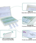 100 Prepared Microscope Slides With Specimens For Kids And Adults Kid Friendly And Perfect For Students And Homeschool Science Projects Plants Animals Insects High Quality Optical Glass, organized in a storage box with visible labels and protection features.