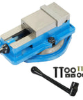 Beefy 3 Inch Precision Mill Vise With 360 Degree Swivel Base For CNC Milling Machines, Heavy Duty Milling Vise Fits Machining Centers, Durable Cast Iron Body With Steel Jaw, 3.2 Inch Jaw Opening, shown with handle and hardware