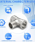 304 Stainless Steel Pipe Fitting Male Branch Tee 1 1/4 Inch Npt Female To Male To Female Thread Adapter with durability features.