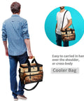Man holding Cowboy Western Desert Insulated Lunch Bag with adjustable strap, showcasing 15L capacity and design