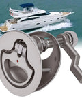 Boat cam latch in marine-grade 316 stainless steel with red-dot indicator and mounting screws, fits 0.5–1 in.