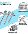 Complete 11 Size Cotter Pin Kit Made From Premium 304 Stainless Steel With 135 Pieces Split Pins for repairs and DIY projects