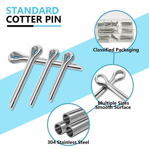 Complete 11 Size Cotter Pin Kit Made From Premium 304 Stainless Steel With 135 Pieces Split Pins for repairs and DIY projects