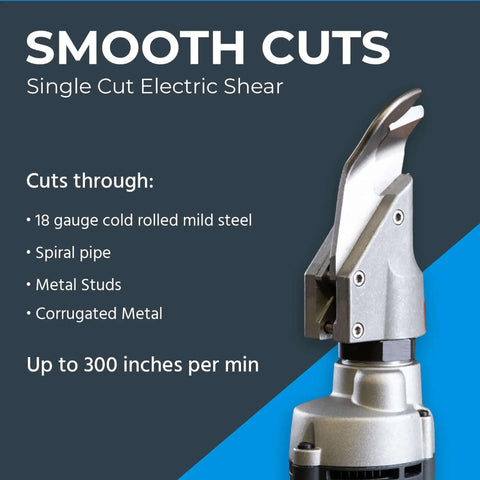 18 Gauge Profile Shears For Metal Fabrication And Automotive And HVAC Projects Featuring 2500 RPM And Double Cut Action