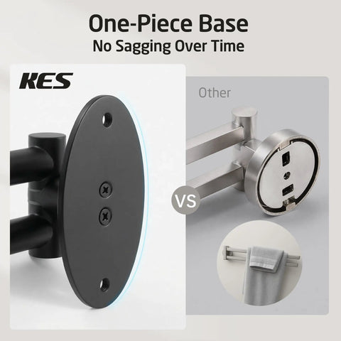 Top Shelf Swivel Towel Bar For Kitchen And Bathroom, 9 Inch Wall Mounted Black Stainless Steel Holder One-Piece Base comparison.