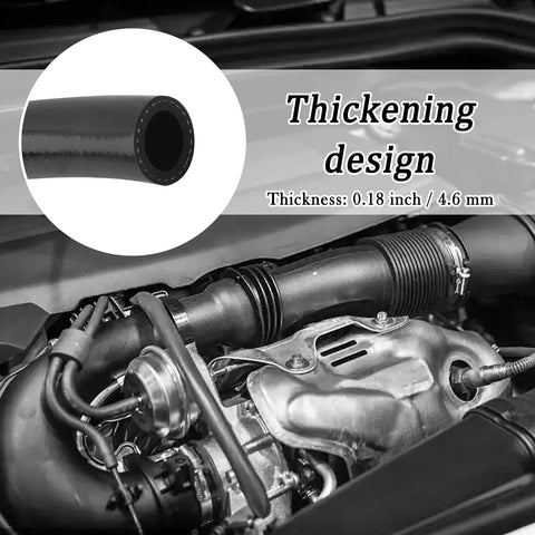 Rubber heater hose, 5ft, installed in engine bay with hose clamps