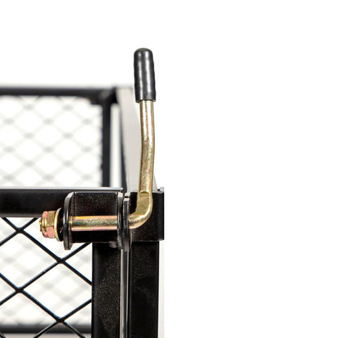 Detail of handle and mesh side on Beefy Heavy Duty Utility Garden Cart Wagon With Dual Side Dump, 1000 lb Capacity, steel frame