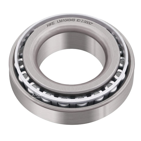 Close-up of XiKe 2-set wheel bearing set, tapered roller cup and cone, 2.00 in ID x 3.25 in OD