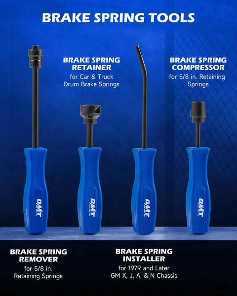 Brake spring tools from 2 In 1 Brake Caliper Compression Tool Set With 32 Pieces For Disc And Drum Brakes, Pro Grade Gear Kit, Blue