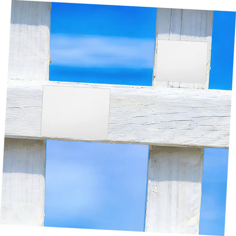 Self Adhesive PVC Siding Patch Kit With 10 Sheets For Quick Wall Panel And Fence Hole Repair Easy No Mess Peel And Stick Application And Maintenance Durable Vinyl Patches For Exterior Surfaces installed on white fence
