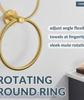 Wall Mounted Brushed Gold Towel Ring Crafted From Solid 304 Stainless Steel Rustproof And Built Tough For Bathroom Decor Or Kitchen Sink Station That Holds Up Under Pressure While Looking Fresh And Making Your Space Pop, rotating design.