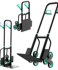 Beast Of A Stair Climbing Hand Truck With Six Wheel Dolly, 440 Lb Capacity, Telescoping Handle, Portable Moving Cart For Home, Grocery Runs, And Warehouse Chores Easy Stair Climb, Stable Traction, black steel six-wheel stair cart