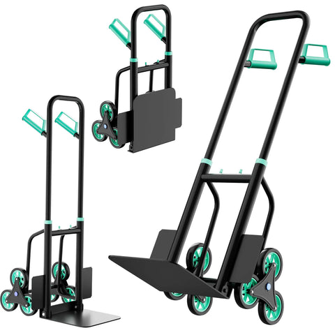 Beast Of A Stair Climbing Hand Truck With Six Wheel Dolly, 440 Lb Capacity, Telescoping Handle, Portable Moving Cart For Home, Grocery Runs, And Warehouse Chores Easy Stair Climb, Stable Traction, black steel six-wheel stair cart
