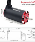 Sensored 3670 2750KV brushless motor for 1 by 10 RC cars showing 4 pole design and dimensions.