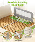 71 Inch Toddler Bed Rail Guard Fold Up Baby Side Rail with reinforced anchors stability features visible.