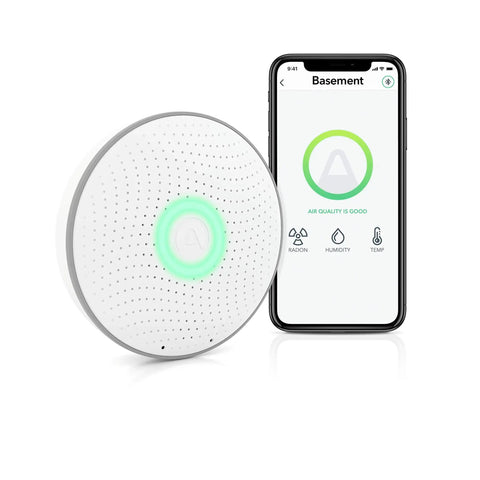 Wave 1st Gen Radon Detector With Free App Real Time Monitoring Temp And Humidity Tracking Battery Operated Easy To Use