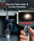 Two Way Articulating Borescope With 1080P HD Endoscope Camera And 8 LED Lights, IP67 inspecting plumbing under a sink