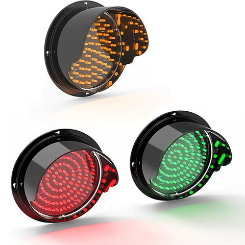 Pro Grade Twelve Volt LED Traffic Light Wall Lamp Features Sun Visor And Rock Solid Three Color Switching Design with red, yellow, green lenses.