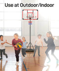 Kids playing basketball with Kids Adjustable Outdoor Basketball Hoop 4.82 To 8.53 Feet Portable Backyard Driveway Hoop With Enlarged Base And PC Backboard For Kids Teens And Youth Today