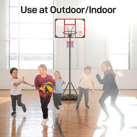 Kids playing basketball with Kids Adjustable Outdoor Basketball Hoop 4.82 To 8.53 Feet Portable Backyard Driveway Hoop With Enlarged Base And PC Backboard For Kids Teens And Youth Today