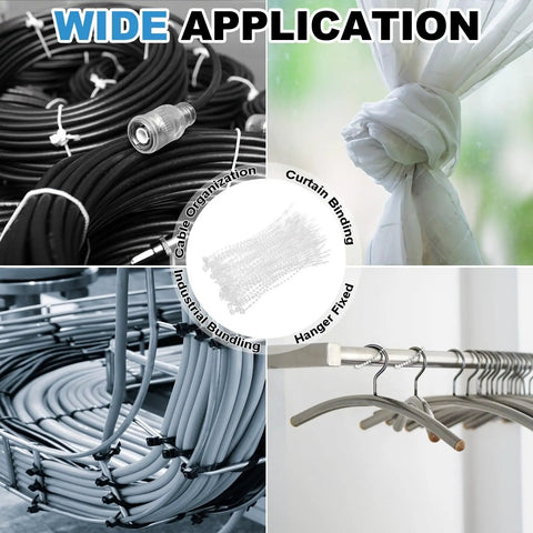 2000 Pcs Clear Beaded Loop Tie Fasteners, 3 Inch Adjustable Snap Lock Security Tags for organizing cables and curtain binding.