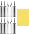 Pack Of 10 900M Internally Heated Solder Tips For Electrical Solder Stations With Cleaning Sponge Pad Pro Grade Replacement Kit