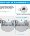 Diagram of Door Knob Lockout Device With 3 Keys For Kidproof Safety, Easy Adjustable Knob Cover Lock, dimensions shown.