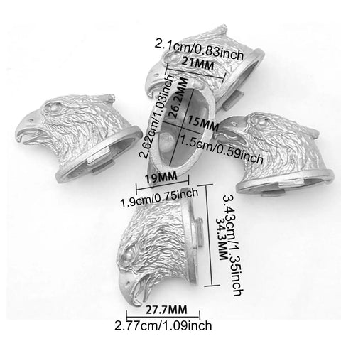 Pommel Design Knife Making Casting Metal for DIY Knife Handles, eagle head pommel, precision cast, dimensions shown, silver