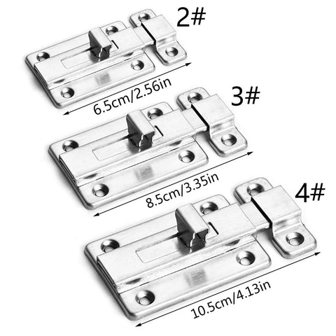 Slide Bolt, Thickened Metal Sliding Bolt for, 2 INCH, set of three stainless steel bolts in varying sizes.