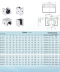 Diagram and specifications of 4 Pack SBR16UU Linear Ball Bearing Slides 16mm Open Block Aluminum Bearing for CNC