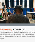 Musician monitoring Studio Bridge 24 Channel Multi Track Recorder And USB Audio Interface With MIDI For Home Studio Recording.
