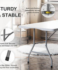 Set Of 2 Six Foot Folding Tables That Are Beast Portable And Heavy Duty Fold In Half Utility Plastic Dining Tables in white indoors